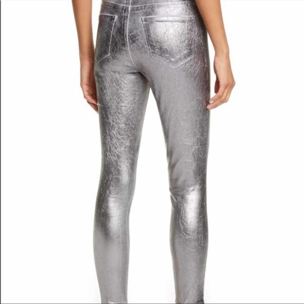 NWOT L’AGENCE Margot high rise crackled foil metallic denim - Picture 3 of 16